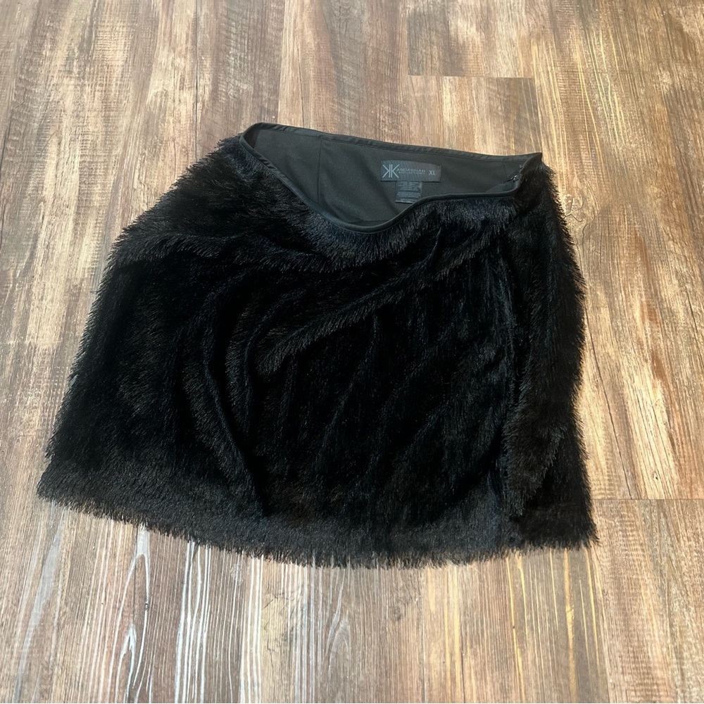 Black Faux Fur Mini Skirt